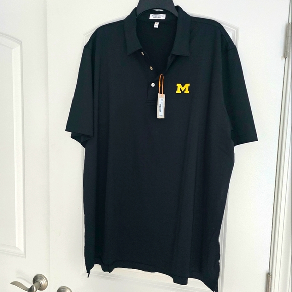 Men's Peter Millar Black Michigan Wolverines Dolly Performance Jersey Polo - Picture 1 of 6